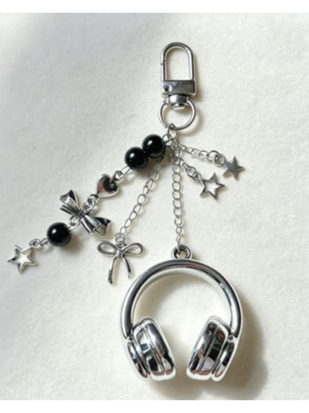 Charming headphones  silver bag charm